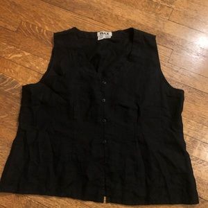 Black Flax Linen Top